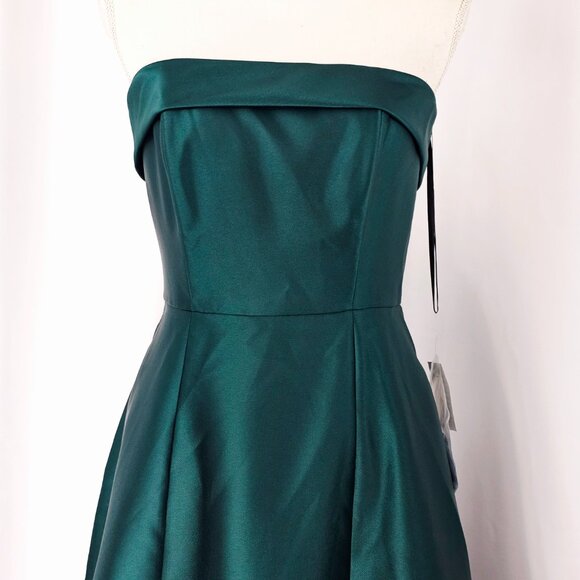 Alfred Sung Women's Green Strapless Satin Formal Gown With Pockets Size 6R NWT - Picture 3 of 15